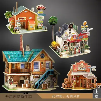 DIY Păpuși 3D tridimensional de puzzle din Lemn Puzzle Copii lemn model stil European stil Chinezesc