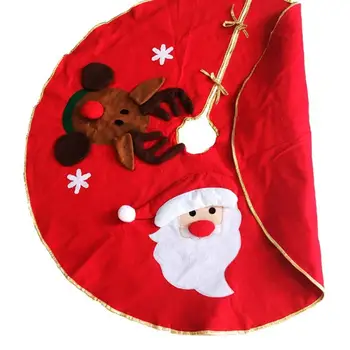 100cm Roșii Brodate Non-țesute Pom de Crăciun Fusta Crăciun Acasă Ornament