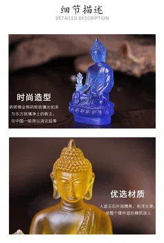 De înaltă calitate cu Geamuri de Sticlă Farmacistului Buddha Crystal Meșteșuguri Fengshui Ornamente Creative Sculptura Decor Acasă Statuie Cadouri Suveniruri