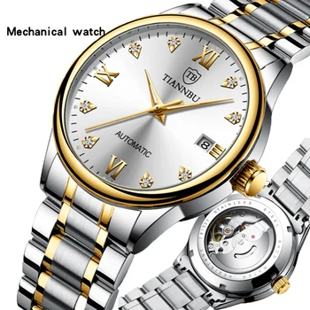 Complet Automat Mechanical Ceas de Înaltă Calitate de Afaceri, de Agrement Luminos Bărbați Calendar rezistent la apa Diamant Marca Domn Ceas