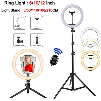 0.8/1.1/1.6/2.0 M-a CONDUS de Lumină Inel cu Inel de Lumină Sta Estompat Selfie Inel de Lampa cu Telefon Clip Pentru TikTok Youtube Machiaj Live