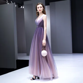 Violet înstelat rochie de seara fantezie timp de banchet rochii elegante, de culoare gradient 2020 noua moda rochie fără mâneci rochie de seara