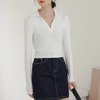 Toamna Noua Moda Cu Maneci Lungi Din Bumbac Pentru Femei Bluza Slim Alb Bluza Femei 2021 Casual, Office Lady Tricou Femei Topuri Mujer 11198