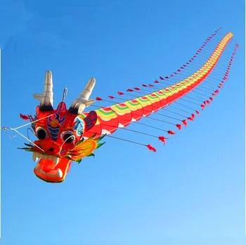Transport gratuit de înaltă calitate tradițională Chineză dragon, zmeu 7m cu mâner linie weifang zmeu mare în aer liber tartan hcxkite fabrica