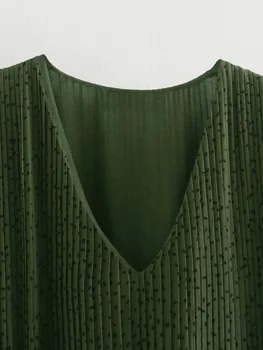 Toppies 2021 Moda V Gâtului Cutat De Imprimare Rochie Midi Cu Maneci Lungi Centura Verde De Armata De Femei Șifon Rochii Coreeană