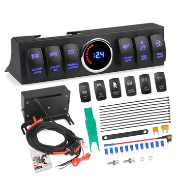 6 Comutator Basculant Panou Pentru Jeep Wrangler JK JKU perioada 2007-2018 Comutatorul Sistemului de Control Lumina de Lucru Bar Tensiune Metru Digital Display