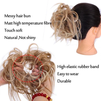 MANWEI Părul Dezordonat Bun Elastic de par Pentru Femei mesa Extensiile Sintetice peruca Inel de Folie Coc la Temperatură Înaltă de Fibre pentru femei