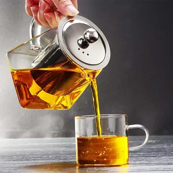 Sticlă Rezistentă La Căldură Ceainic Cu 304 Din Oțel Inoxidabil Ceai Infuser Filtru De Ceai De Flori Fierbător Kung Fu Set De Ceai Puer Oolong Teapo