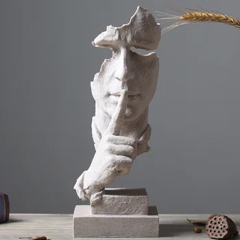 Nordic Abstract Tăcerea Este De Aur Statuia Rășină De Artă Modernă Sculptură Figurine Decor Acasă Decorare Birou Nu Asculta Nici O Privire