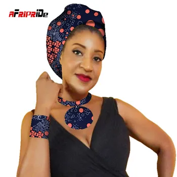 Femeile africane Colier,Cap Eșarfă și Brățară 3 Piese Colorate Gulere Detașabile și Headwrap Femei Haine Accesorii SP084