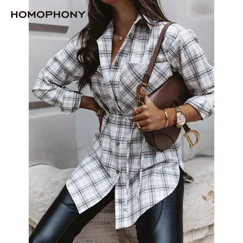 Homophony Bluza Femei Toamna Bluza Tricou Femei de Iarnă, Bluză în Carouri Topuri Femei Camasa cu Maneca Lunga Plus Dimensiune blusas para mujer