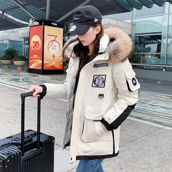 2020 Gros De Iarna Long Parka Femei Safari Sacou Stil Stil Coreean Cu Glugă Cu Guler De Blană Plus Dimensiune Tipărite Casacas Para Mujer