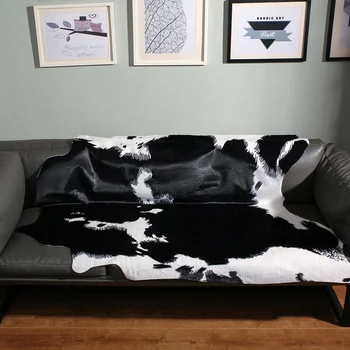 Vest Decor Faux Vaca Ascunde Covor Negru și Alb Animale de Blană, Piele, Covor pentru Camera de zi/Domiciliu 140x160cm