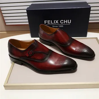 3 Culori Stil European Domn Călugăr Curea Formale Pantofi Deget a Subliniat Bărbați Rochie Mocasini Pantofi pentru bărbați Petrecere de Curea Cataramă Pantofi