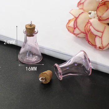 10BUC Mini Sticlă Plută Sticle Mici de culoare Roz Sticlă Flacoane de Sticlă Gol Pandantiv Sticle Mici Cu Borks Manual Farmec