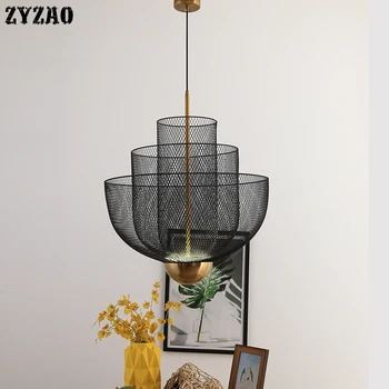 American Grilă Simplă Gol Pandantiv Lumini Nordice Designer De Decor Acasă Hanglamp Sala De Mese Fier De Artă Decor Bucătărie Agățat Lămpi