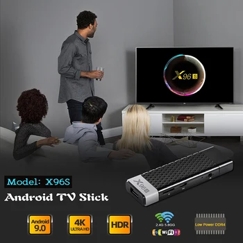 Smart TV Stick Android X96S 8.1 4K HDR 2+16GB/4+32GB Core 2 Quad 2.4/5.8 G WiFi, Bluetooth 4.2 TV Box Dongle 4K Media Player