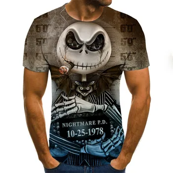 Mens Craniu felinar de dovleac camasi Moda de Vara cu Maneci Scurte Ghost Rider Rece T-shirt Craniu 3D de Imprimare Topuri Craniu Tricou Barbati