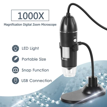 1000X usb microscop digital Microscop biologic Lupa 0.3 MP aparat de Fotografiat de 8 LED-uri de Lumină Lupă de Mărire cu Stand