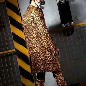 Timp de Leopard Mascul Costume de Moda Slim Sacouri Casual Costum Valul Cântăreț Vocal Concert Rock, Hip-Hop, Punk Costum Bar Star Etapa purta