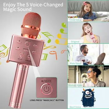 Wireless Karaoke Microfon Aliaj de Aluminiu Portabil Multifuncțional 3 mai Tare Difuzoare de 15W Player Schimbătoare de Voce