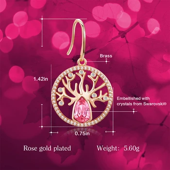 Cdyle coreea de Aur de Lux Cercei de Culoare Roz Cristal Pomul Vieții Cupru Picătură Cercei pentru Femeile Moda Bijuterii Accesorii