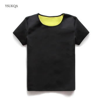 YSUKQA Neopren de Slabit T-Shirt Talie-Trimmer Corset Control Maneca Scurta Tricou Sudoare Shapewear