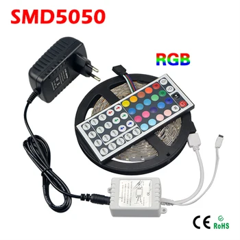 5M / Rola RGB 5050 SMD LED Strip lumină 300 Led-uri 12V 3A Alimentare Adaptor UE/SUA Plug Transformator 44Keys Telecomanda IR