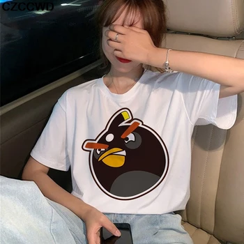 Vogue Style Amuzant Angry Bird Print Vara Tricou Femei Vintage Harajuku Tricou Plus Dimensiune Noul Tricou Camisetas Verano Mujer 2019
