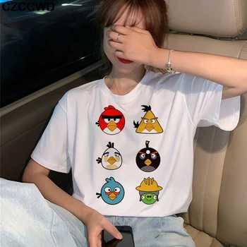 Vogue Style Amuzant Angry Bird Print Vara Tricou Femei Vintage Harajuku Tricou Plus Dimensiune Noul Tricou Camisetas Verano Mujer 2019