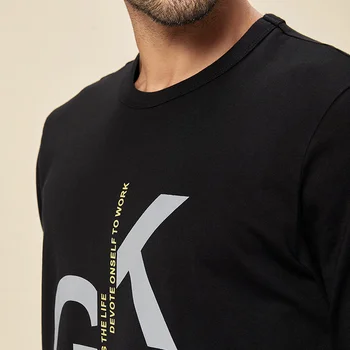 KUEGOU 2020 Toamna din Bumbac Negru Print T Camasa Barbati Tricou Marca T-shirt cu Maneci Lungi Tricou de sex Masculin în Plus Dimensiunea Îmbrăcăminte 88075