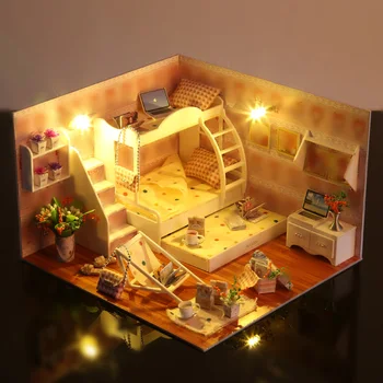 Copil DIY Asambla Kituri de case Papusa Papusa Case in Miniatura, Mobilier casă de Păpuși Set Kit Jucărie pentru Copii poppenhuis casa de boneca