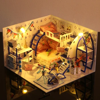 Copil DIY Asambla Kituri de case Papusa Papusa Case in Miniatura, Mobilier casă de Păpuși Set Kit Jucărie pentru Copii poppenhuis casa de boneca