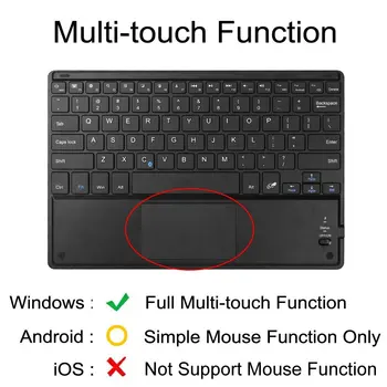 Multi-device Bluetooth tastatură, Pieptene Reîncărcabilă, fără Fir Bluetooth Tastatura cu Touch pentru telefon Mobil, Tableta, PC, Smart TV
