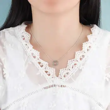 Clasic Cerc de Argint 925 Coliere & Pandantive pentru Femei Rotund Lanț Colier Bijuterii Fine Aniversare Cadou de Nunta