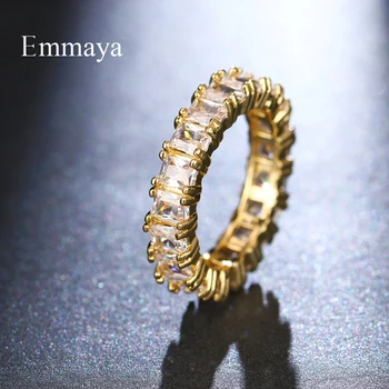 Emmaya Stil Clasic Pentru Femei De Culoare Aur Forma De Dreptunghi Cubic Zircon Inel Atractiv În Petrecerea De Nunta Declarație De Moda