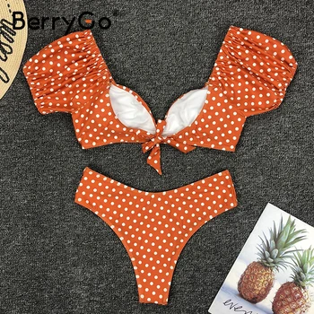 BerryGo Polka dot imprimare set de bikini 2020 costume de baie femei de Înaltă tăiat vara amatorilor de scăldat V-neck costum de baie feminin biquini Sexy costum de baie