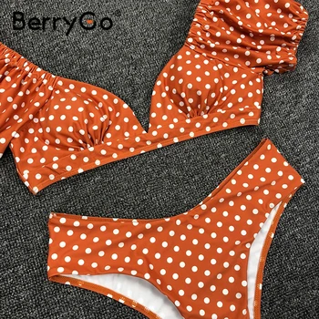 BerryGo Polka dot imprimare set de bikini 2020 costume de baie femei de Înaltă tăiat vara amatorilor de scăldat V-neck costum de baie feminin biquini Sexy costum de baie
