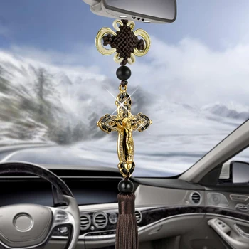 Figurină A Lui Isus, Crucea Masina Pandantive Auto Decor Agățat De Automobile Oglinda Retrovizoare Creștin Suspensie Accesorii Pentru Decor