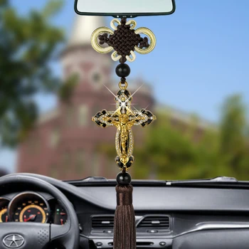 Figurină A Lui Isus, Crucea Masina Pandantive Auto Decor Agățat De Automobile Oglinda Retrovizoare Creștin Suspensie Accesorii Pentru Decor