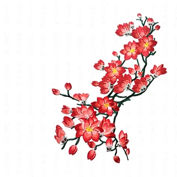 Roșu Magnolie Floare Broderie Patch-uri Autocolant pentru Haine Parches Para La Ropa Aplicatiile de Broderie Patch-uri de Flori