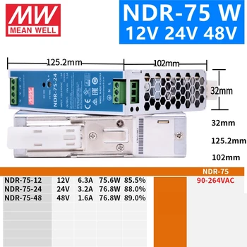 SPUI BINE NDR-75 120 240 480 seria DC 12V 24V 48V NDR-75 -120 -240 -480 W 12 24 48 V Single Producției Industriale pe Șină DIN