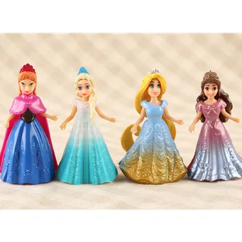 Disney 8pcs/set Magic Clip Păpuși Rochie Magiclip Printesa Figurine Statuie Albă ca Zăpada Elsa Anna PVC Figurine Copii cele mai Bune Jucarii