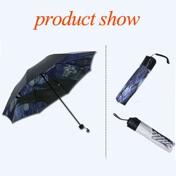 Pliere Windproof umbrela Van Gogh Pictura in Ulei Umbrelă de Soare, Umbrela de sex Feminin Umbrelă de Soare în aer liber Protecție Umbrela