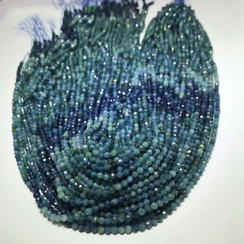 ICNWAY Naturale Albastru și Verde, Turmalina Piatră prețioasă Margele 3-3.5 mm, Fatetate Rotund de Argint 925 De Bijuterii de Luare 15inch
