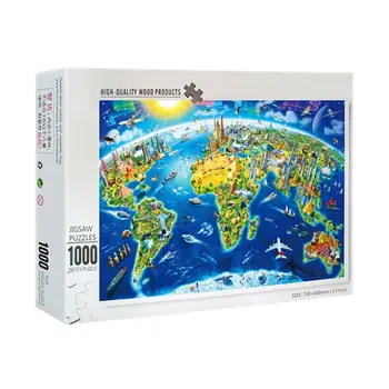 1000 Buc/Pachet Lume de interes, Atractii Hartă Puzzle din Lemn Puzzle a Asambla Puzzle-uri pentru Adulți real, material texturat