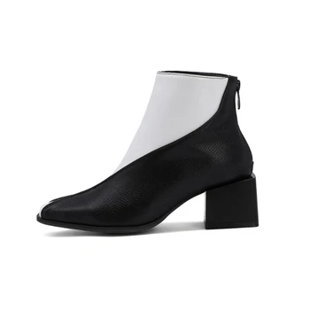 JIANBUDAN Nou toamna iarna Glezna cizme pentru Femei cizme din piele de culori Amestecate Moda cizme cu toc de Dimensiuni plus 34-46 pantofi Femei