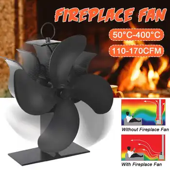 Semineu Fan 4 Lamă de Căldură Alimentat Aragaz Fan komin Log Șemineu cu Lemne, Fan Acasă Eficient de Distribuție a Căldurii Ventilator silentios