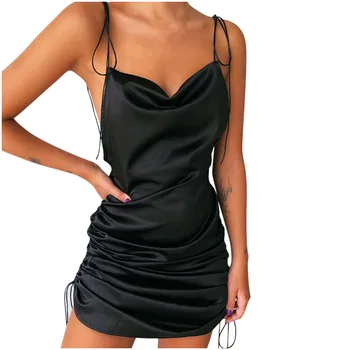Sexy Backless Rochie Mini 2020 Noua Moda de Vara Doamnelor Solidă fără Mâneci Bretele O-Gât Rochii Casual Rochie de Plaja #LR3