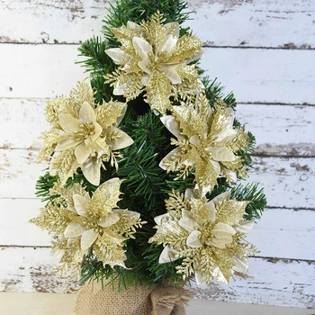 5pcs Xmas Copac Floare Decor 14cm Artificiale Capete de Flori de Nunta de Crăciun Faux Flori Decoratiuni